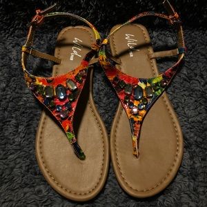 SOLD.   Multi colored bling sandals